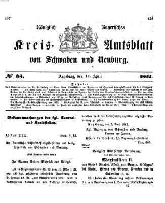 Königlich Bayerisches Kreis-Amtsblatt von Schwaben und Neuburg Freitag 11. April 1862