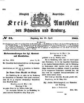 Königlich Bayerisches Kreis-Amtsblatt von Schwaben und Neuburg Dienstag 15. April 1862