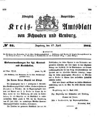 Königlich Bayerisches Kreis-Amtsblatt von Schwaben und Neuburg Donnerstag 17. April 1862