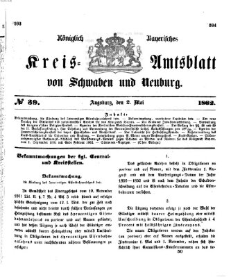 Königlich Bayerisches Kreis-Amtsblatt von Schwaben und Neuburg Freitag 2. Mai 1862