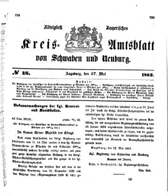 Königlich Bayerisches Kreis-Amtsblatt von Schwaben und Neuburg Dienstag 27. Mai 1862