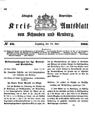 Königlich Bayerisches Kreis-Amtsblatt von Schwaben und Neuburg Freitag 13. Juni 1862