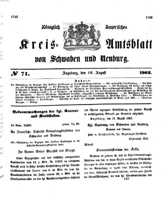 Königlich Bayerisches Kreis-Amtsblatt von Schwaben und Neuburg Samstag 16. August 1862