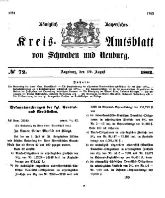 Königlich Bayerisches Kreis-Amtsblatt von Schwaben und Neuburg Dienstag 19. August 1862