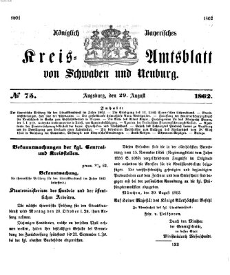 Königlich Bayerisches Kreis-Amtsblatt von Schwaben und Neuburg Freitag 29. August 1862