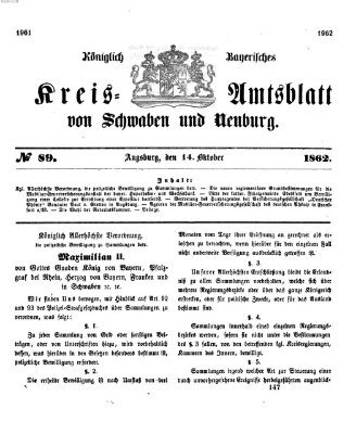 Königlich Bayerisches Kreis-Amtsblatt von Schwaben und Neuburg Dienstag 14. Oktober 1862