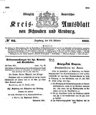 Königlich Bayerisches Kreis-Amtsblatt von Schwaben und Neuburg Freitag 24. Oktober 1862