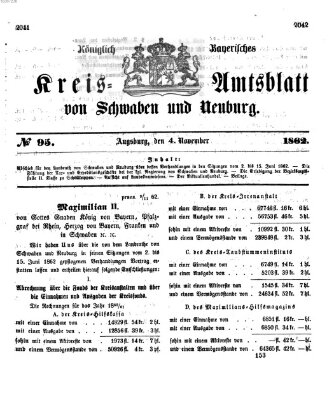 Königlich Bayerisches Kreis-Amtsblatt von Schwaben und Neuburg Dienstag 4. November 1862