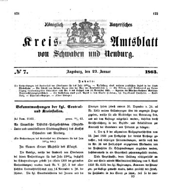 Königlich Bayerisches Kreis-Amtsblatt von Schwaben und Neuburg Freitag 23. Januar 1863