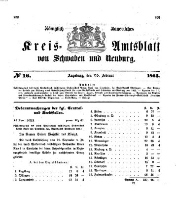 Königlich Bayerisches Kreis-Amtsblatt von Schwaben und Neuburg Mittwoch 25. Februar 1863