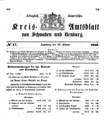 Königlich Bayerisches Kreis-Amtsblatt von Schwaben und Neuburg Samstag 28. Februar 1863