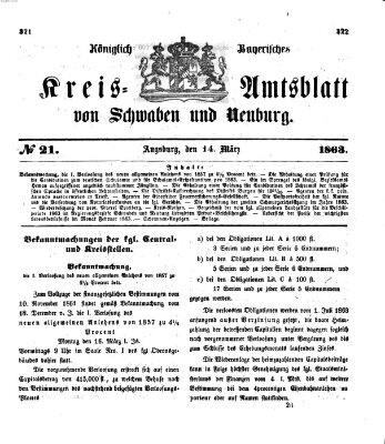 Königlich Bayerisches Kreis-Amtsblatt von Schwaben und Neuburg Samstag 14. März 1863