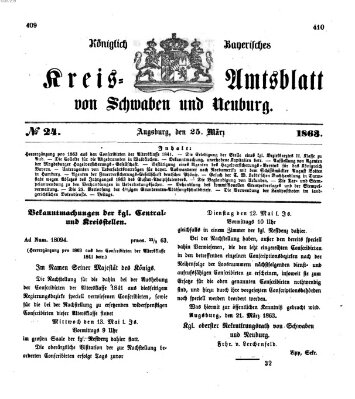 Königlich Bayerisches Kreis-Amtsblatt von Schwaben und Neuburg Mittwoch 25. März 1863