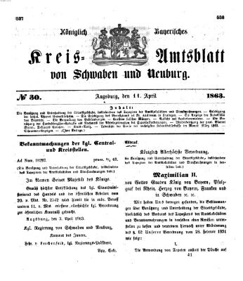 Königlich Bayerisches Kreis-Amtsblatt von Schwaben und Neuburg Samstag 11. April 1863