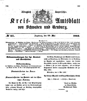 Königlich Bayerisches Kreis-Amtsblatt von Schwaben und Neuburg Samstag 23. Mai 1863