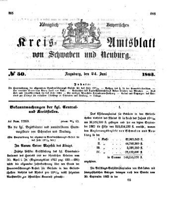 Königlich Bayerisches Kreis-Amtsblatt von Schwaben und Neuburg Mittwoch 24. Juni 1863