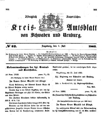 Königlich Bayerisches Kreis-Amtsblatt von Schwaben und Neuburg Mittwoch 1. Juli 1863