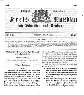 Königlich Bayerisches Kreis-Amtsblatt von Schwaben und Neuburg Samstag 4. Juli 1863