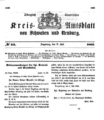 Königlich Bayerisches Kreis-Amtsblatt von Schwaben und Neuburg Mittwoch 8. Juli 1863