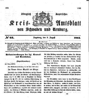 Königlich Bayerisches Kreis-Amtsblatt von Schwaben und Neuburg Mittwoch 5. August 1863