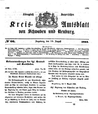 Königlich Bayerisches Kreis-Amtsblatt von Schwaben und Neuburg Samstag 15. August 1863