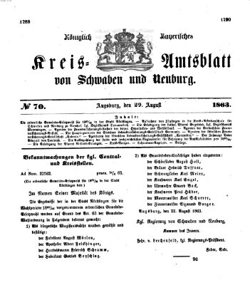 Königlich Bayerisches Kreis-Amtsblatt von Schwaben und Neuburg Samstag 29. August 1863