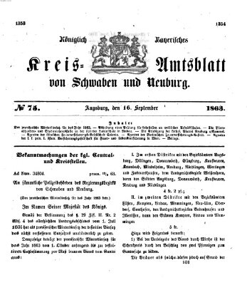 Königlich Bayerisches Kreis-Amtsblatt von Schwaben und Neuburg Mittwoch 16. September 1863