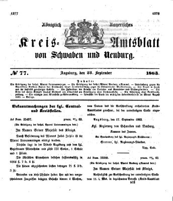 Königlich Bayerisches Kreis-Amtsblatt von Schwaben und Neuburg Mittwoch 23. September 1863