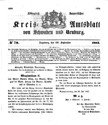 Königlich Bayerisches Kreis-Amtsblatt von Schwaben und Neuburg Samstag 26. September 1863