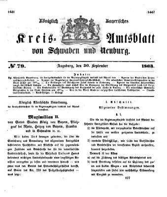 Königlich Bayerisches Kreis-Amtsblatt von Schwaben und Neuburg Mittwoch 30. September 1863