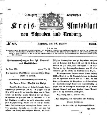 Königlich Bayerisches Kreis-Amtsblatt von Schwaben und Neuburg Mittwoch 28. Oktober 1863