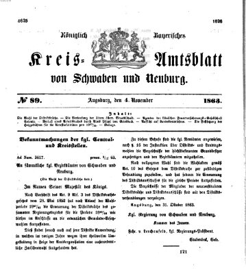 Königlich Bayerisches Kreis-Amtsblatt von Schwaben und Neuburg Mittwoch 4. November 1863