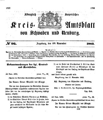 Königlich Bayerisches Kreis-Amtsblatt von Schwaben und Neuburg Samstag 28. November 1863