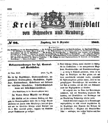 Königlich Bayerisches Kreis-Amtsblatt von Schwaben und Neuburg Samstag 5. Dezember 1863