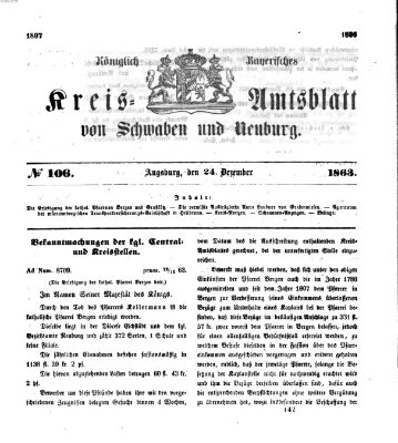 Königlich Bayerisches Kreis-Amtsblatt von Schwaben und Neuburg Donnerstag 24. Dezember 1863