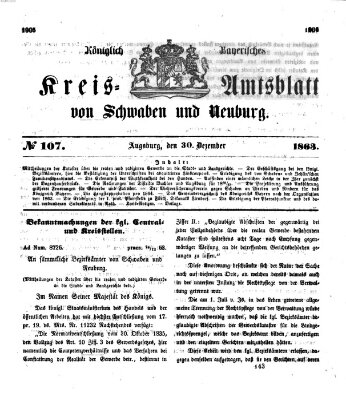 Königlich Bayerisches Kreis-Amtsblatt von Schwaben und Neuburg Mittwoch 30. Dezember 1863