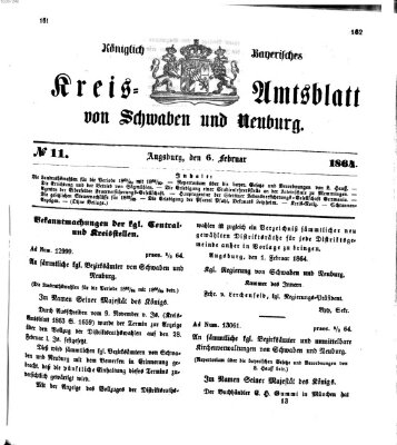 Königlich Bayerisches Kreis-Amtsblatt von Schwaben und Neuburg Samstag 6. Februar 1864