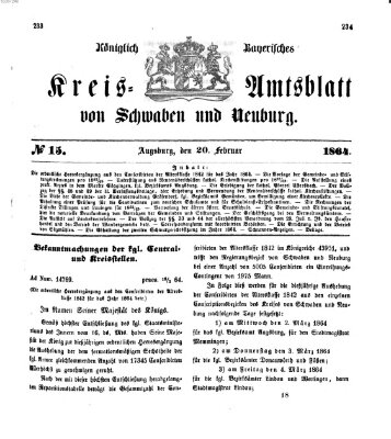 Königlich Bayerisches Kreis-Amtsblatt von Schwaben und Neuburg Samstag 20. Februar 1864