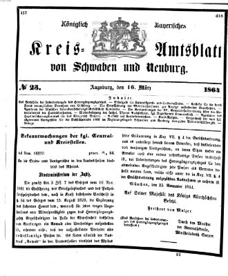 Königlich Bayerisches Kreis-Amtsblatt von Schwaben und Neuburg Mittwoch 16. März 1864