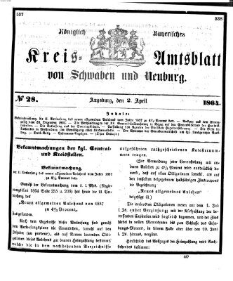 Königlich Bayerisches Kreis-Amtsblatt von Schwaben und Neuburg Samstag 2. April 1864