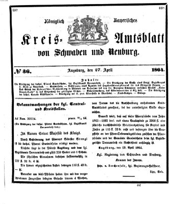 Königlich Bayerisches Kreis-Amtsblatt von Schwaben und Neuburg Mittwoch 27. April 1864