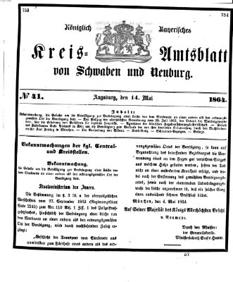 Königlich Bayerisches Kreis-Amtsblatt von Schwaben und Neuburg Samstag 14. Mai 1864