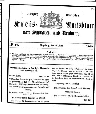 Königlich Bayerisches Kreis-Amtsblatt von Schwaben und Neuburg Samstag 4. Juni 1864