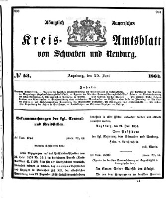 Königlich Bayerisches Kreis-Amtsblatt von Schwaben und Neuburg Samstag 25. Juni 1864