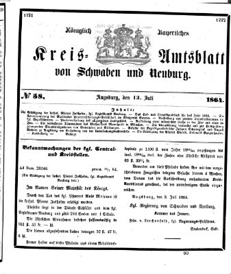 Königlich Bayerisches Kreis-Amtsblatt von Schwaben und Neuburg Mittwoch 13. Juli 1864