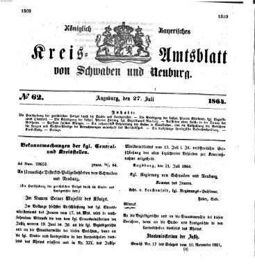 Königlich Bayerisches Kreis-Amtsblatt von Schwaben und Neuburg Mittwoch 27. Juli 1864