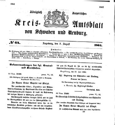 Königlich Bayerisches Kreis-Amtsblatt von Schwaben und Neuburg Mittwoch 3. August 1864