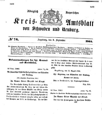 Königlich Bayerisches Kreis-Amtsblatt von Schwaben und Neuburg Samstag 3. September 1864