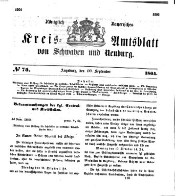 Königlich Bayerisches Kreis-Amtsblatt von Schwaben und Neuburg Samstag 10. September 1864