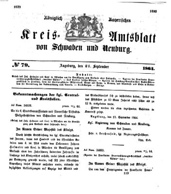 Königlich Bayerisches Kreis-Amtsblatt von Schwaben und Neuburg Mittwoch 21. September 1864